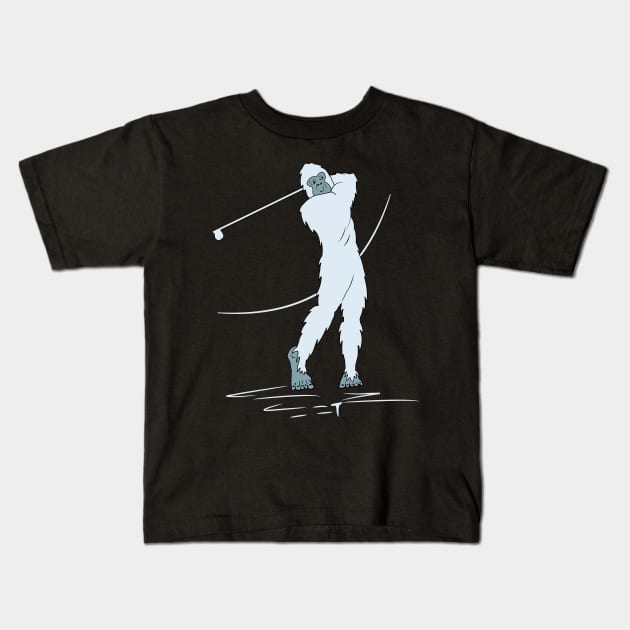 Yeti Golf Player Kids T-Shirt by Tesszero